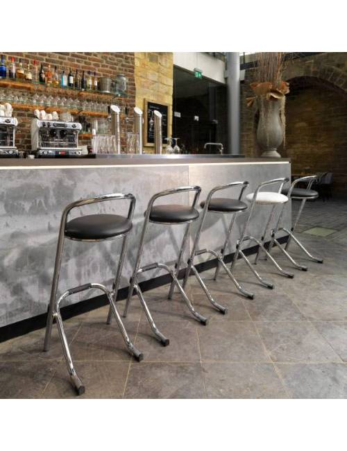 Tabouret de bar empilable Tabsu chrome - noir