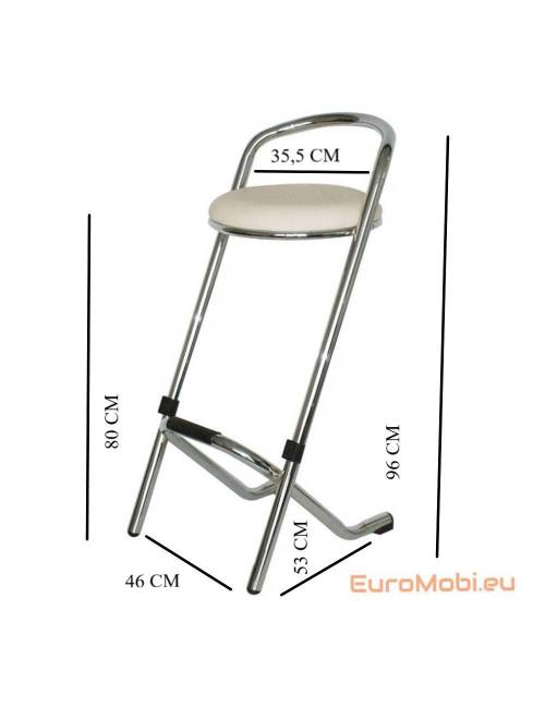 Tabouret de bar empilable Tabsu chrome - blanc