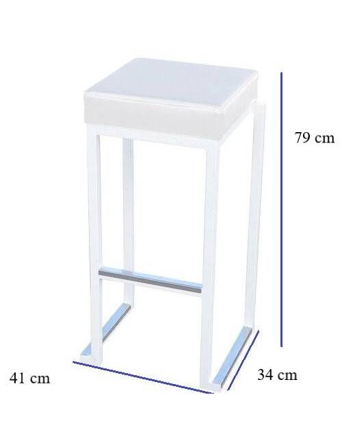 Tabouret de bar empilable Tab Square blanc - assise blanche