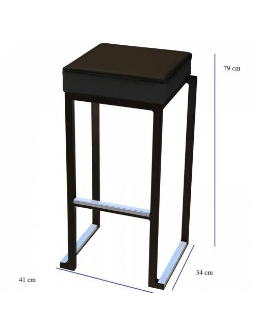 Black Tab Square stackable bar stool - black seat