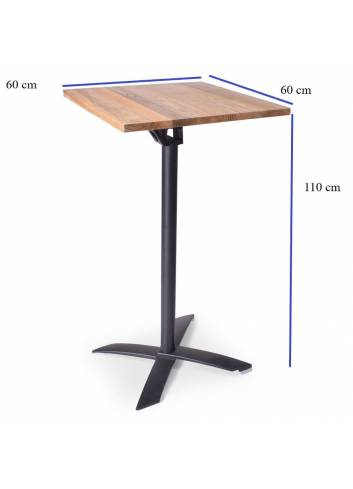 Table mange debout Miroc - plateau de 60x60 - couleur bois - Prix: 101,57 €  Couleur de la structure Structure Inox