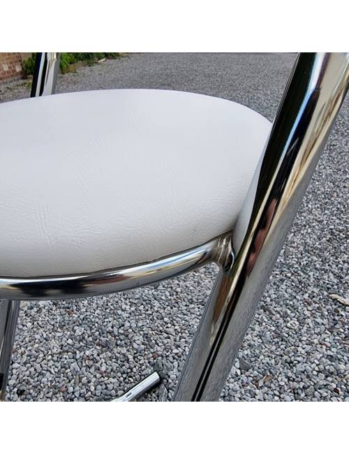 Tabouret de bar empilable Tabsu chrome - blanc