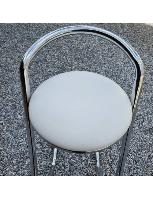 Tabouret de bar empilable Tabsu chrome - blanc