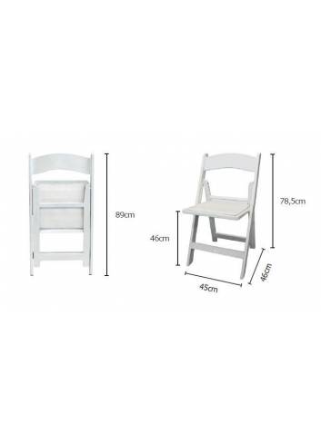 dimensions chaise pliante Cécile - blanche - réf. E742276M