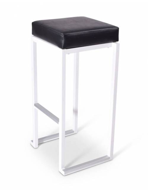 Tabouret de bar empilable Tab Square blanc - assise noire