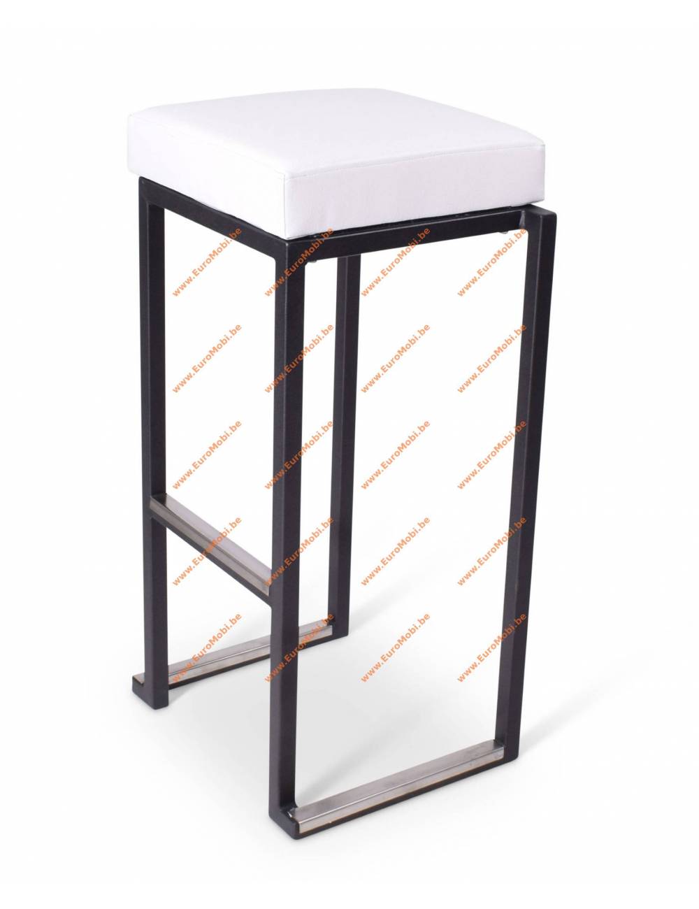 Tabouret Tab Square assise blanche , structure noire