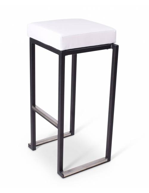 Tabouret Tab Square assise blanche , structure noire