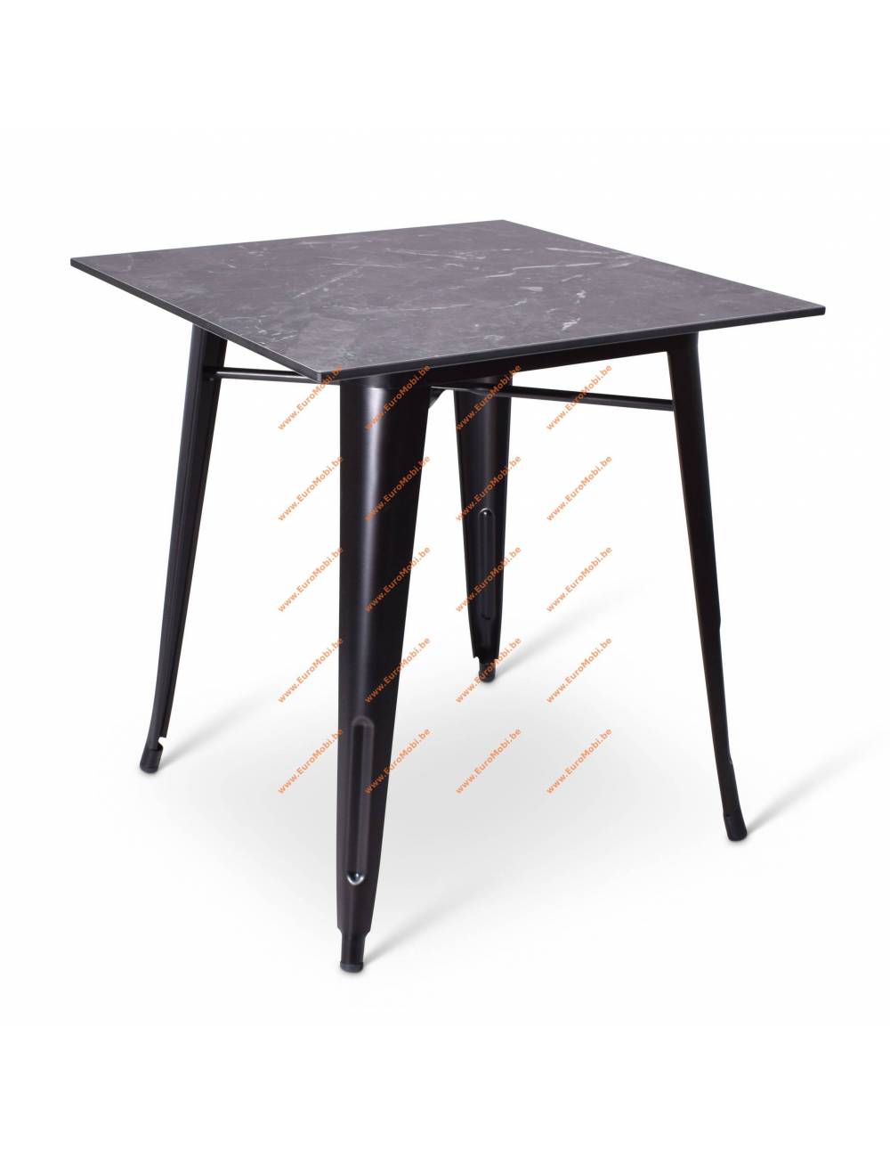 Table de terrasse Tigard - plateau marbré noir de 70x70 cm