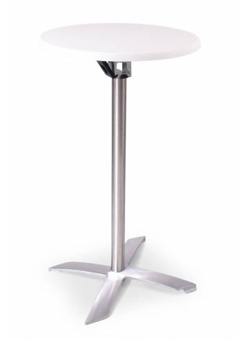 table mange debout Miroc  blanc  Ø60cm pied inox