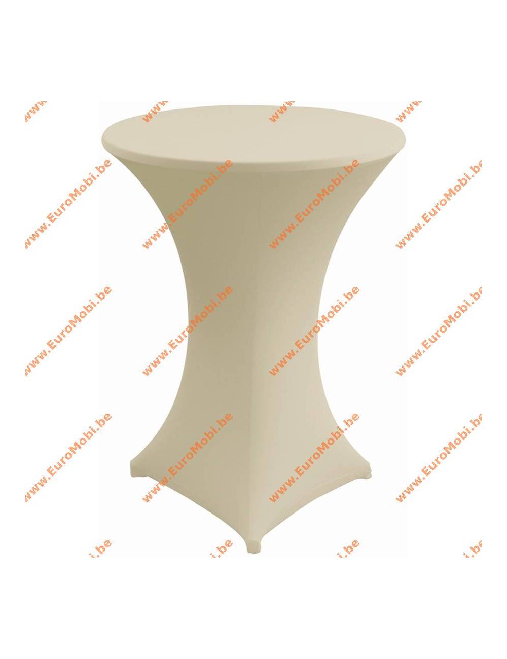 Cover and top stretch for standing table round ligth grey brown