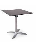 Table Tilburg avec plateau Dark Teak avec structure inox