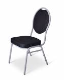 Chaise empilable Wellington noir, structure couleur aluminium - non feu