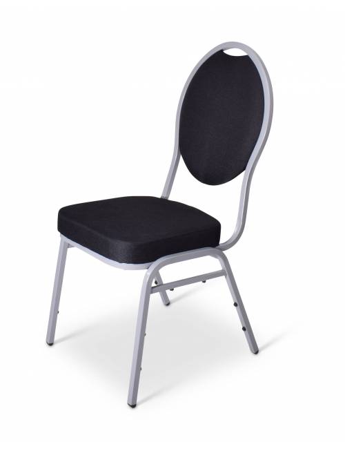 Wellington Budget stackable chair - Fireproof - Black - aluminum colored structure