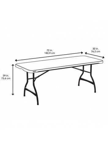 Table rectangulaire pliante Lifetime Nesting - 183 x 76cm - noire