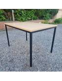 120x80 cm table de Cantine plateau hêtre, piétements noirs