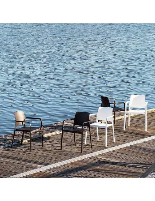 Chaise empilable - Dock - accoudoirs - 6 coloris