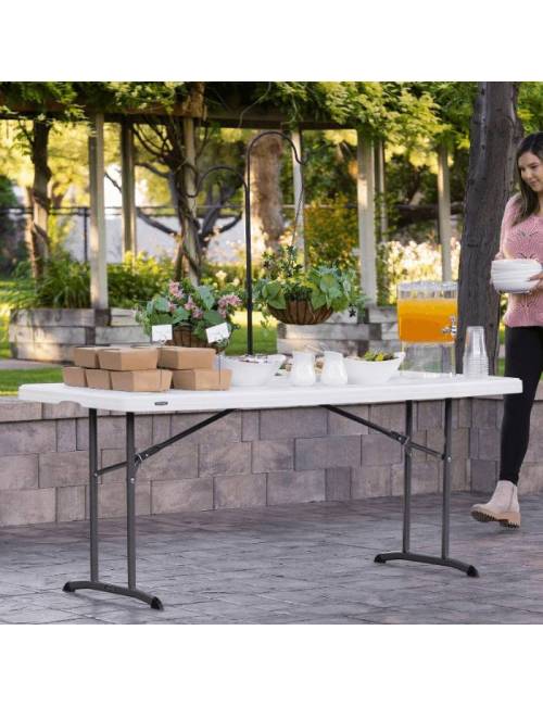 Lifetime Nesting rectangular folding table - 183 x 76cm - white