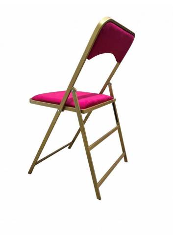 chaise pliante Kross - assise et dossier rouge - structure dorée