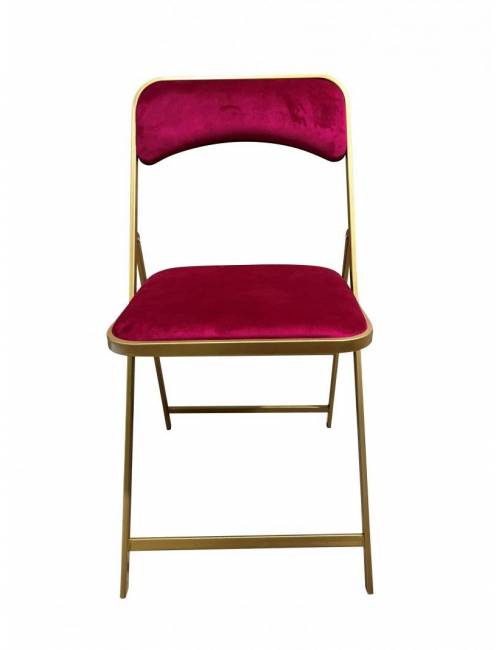 Chaise pliante - Kross rouge / structure dorée - anti feu M2