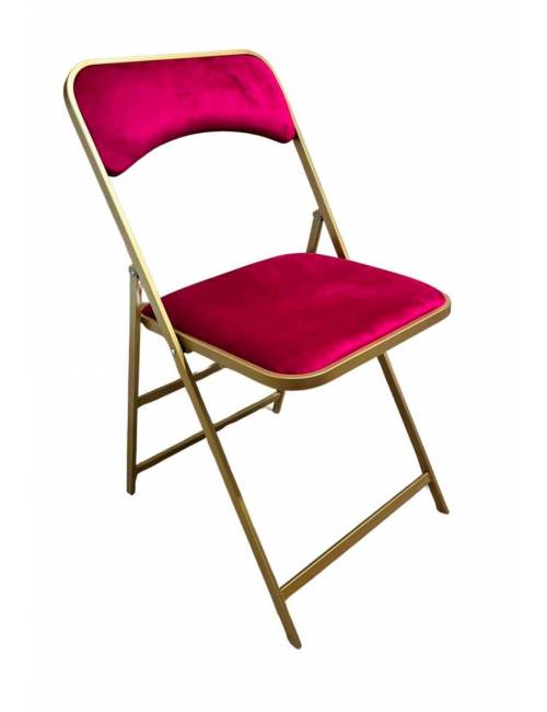 chaise pliante Kross - assise et dossier rouge - structure dorée