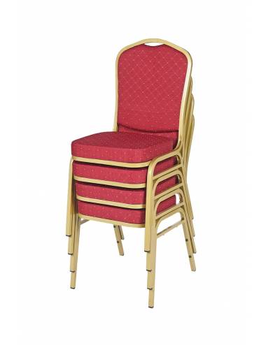 Chaise empilable Brighton rouge - structure dorée