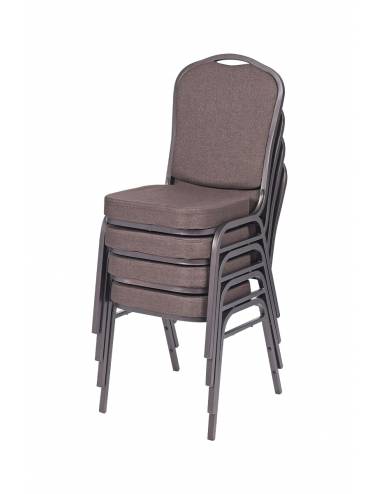 Brighton stackable chair in brown - black frame