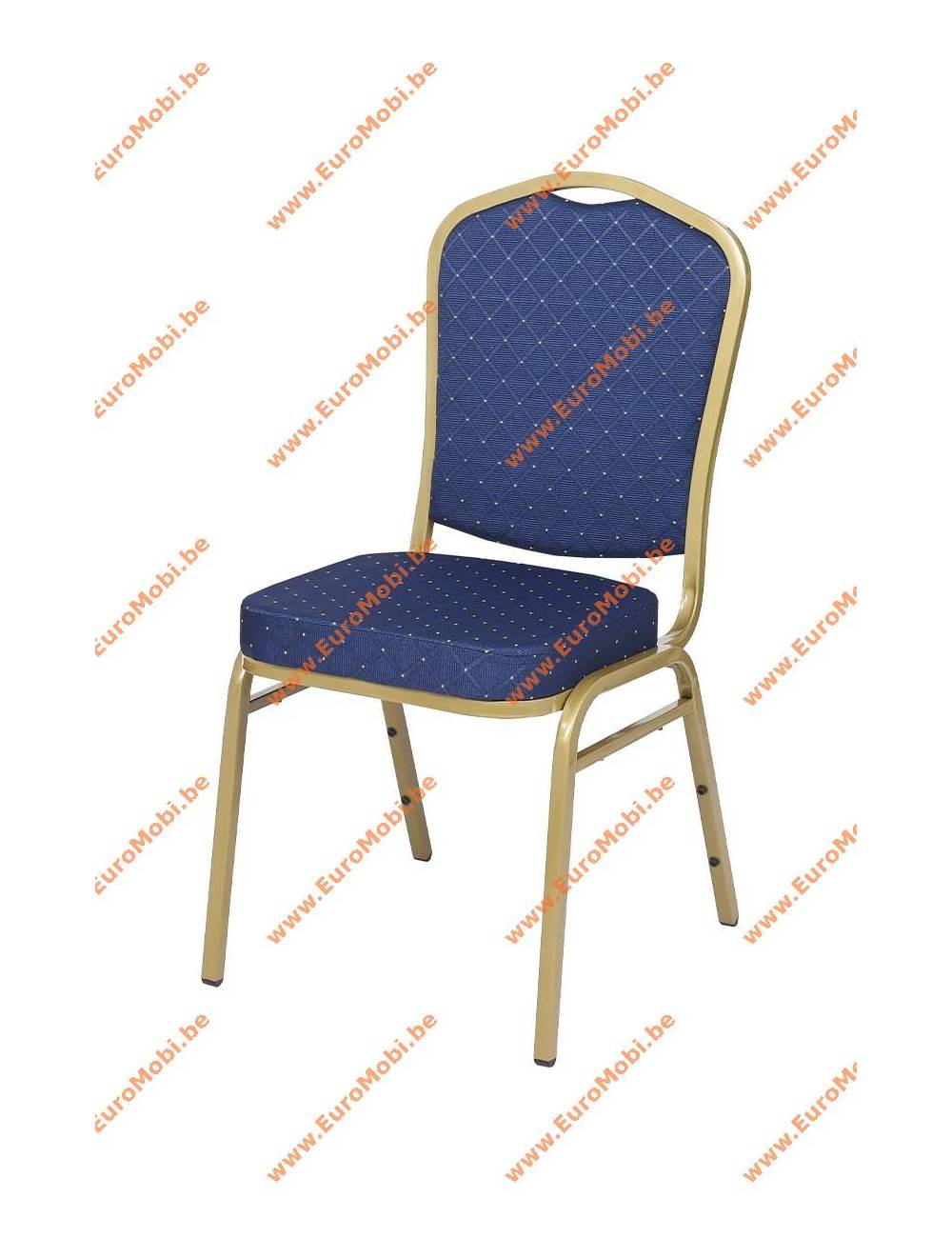Chaise empilable Brighton bleu - structure dorée