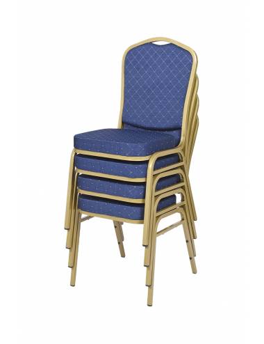 Chaise empilable Brighton bleu - structure dorée
