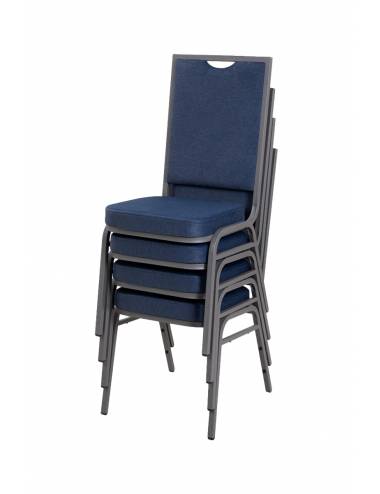 Chaise empilable Cambridge - velours bleu